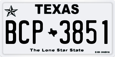 TX license plate BCP3851