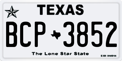 TX license plate BCP3852