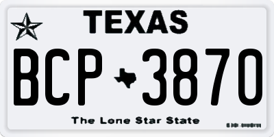 TX license plate BCP3870