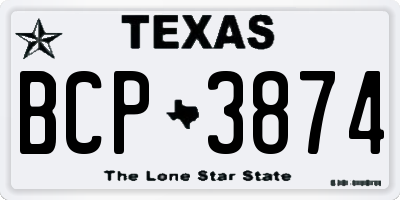 TX license plate BCP3874