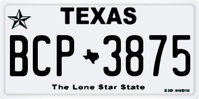 TX license plate BCP3875