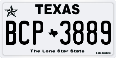 TX license plate BCP3889