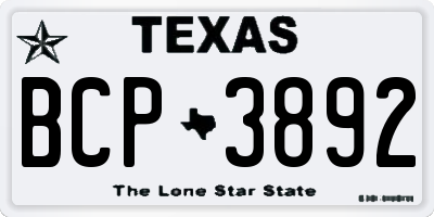 TX license plate BCP3892