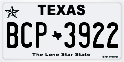 TX license plate BCP3922