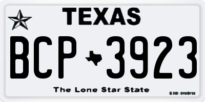 TX license plate BCP3923