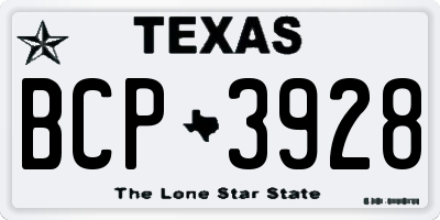 TX license plate BCP3928