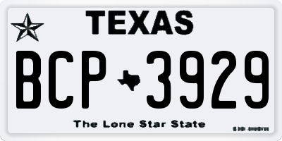TX license plate BCP3929