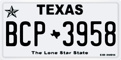 TX license plate BCP3958