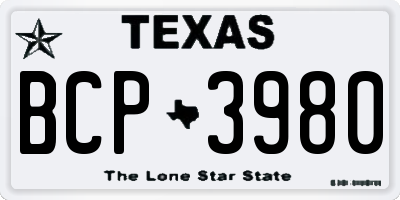 TX license plate BCP3980
