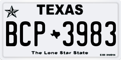 TX license plate BCP3983