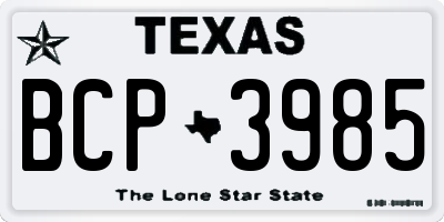 TX license plate BCP3985