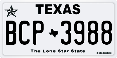 TX license plate BCP3988