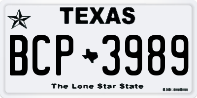 TX license plate BCP3989