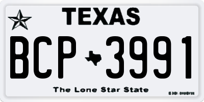 TX license plate BCP3991