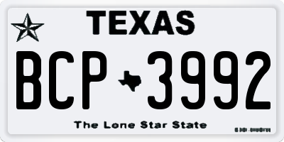 TX license plate BCP3992