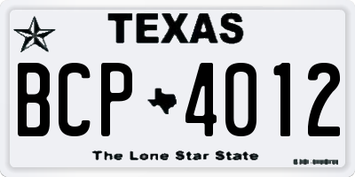 TX license plate BCP4012