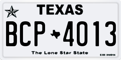 TX license plate BCP4013