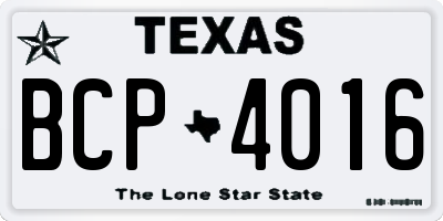 TX license plate BCP4016