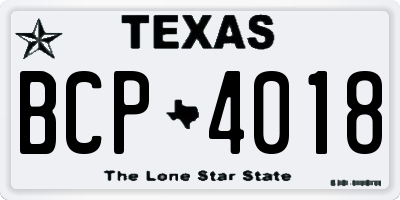 TX license plate BCP4018