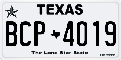 TX license plate BCP4019
