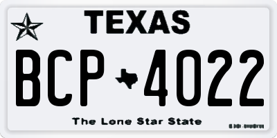 TX license plate BCP4022
