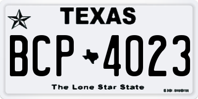 TX license plate BCP4023
