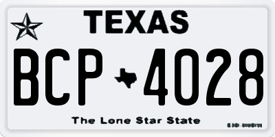 TX license plate BCP4028