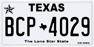 TX license plate BCP4029