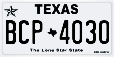 TX license plate BCP4030