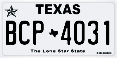 TX license plate BCP4031