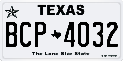 TX license plate BCP4032