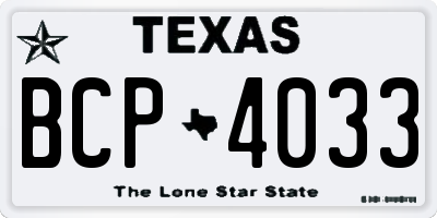 TX license plate BCP4033
