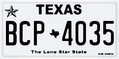 TX license plate BCP4035