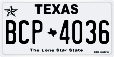 TX license plate BCP4036