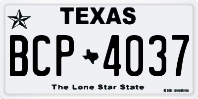 TX license plate BCP4037