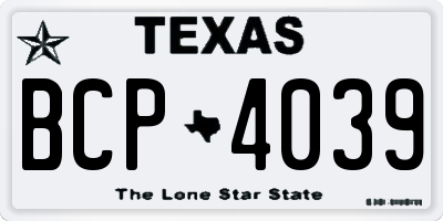 TX license plate BCP4039