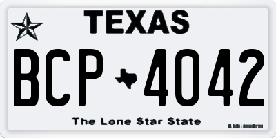 TX license plate BCP4042