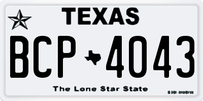 TX license plate BCP4043
