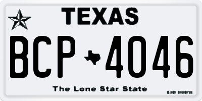 TX license plate BCP4046