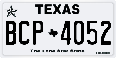 TX license plate BCP4052