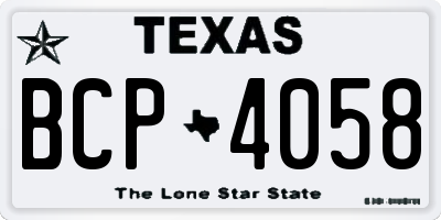 TX license plate BCP4058