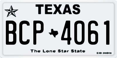 TX license plate BCP4061