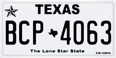 TX license plate BCP4063