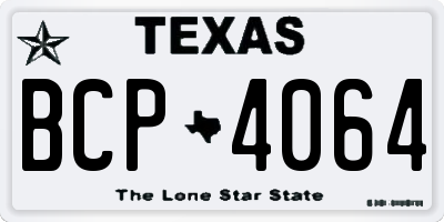 TX license plate BCP4064