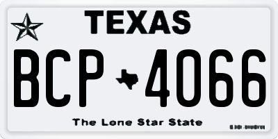TX license plate BCP4066