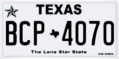 TX license plate BCP4070