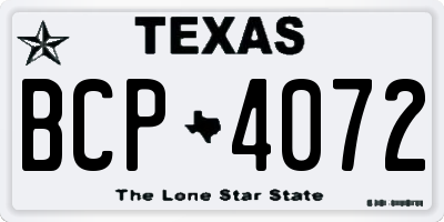 TX license plate BCP4072