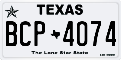 TX license plate BCP4074