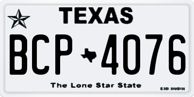 TX license plate BCP4076
