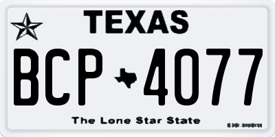 TX license plate BCP4077